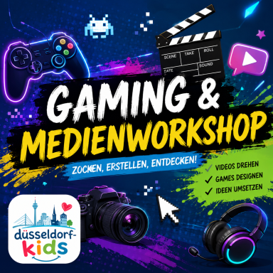 Gaming- und Medienworkshop für Kinder mit Spielen, Video- und Game-Design.